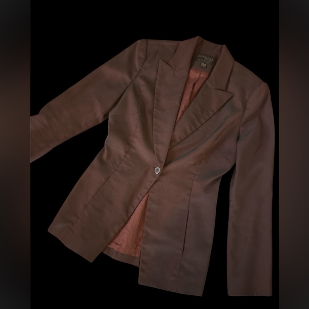 Express Red Black Single Button Blazer Jacket Str… - image 1